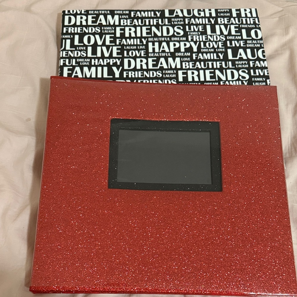 Red Glitter Photo Album with Black Frame Window